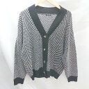 ◇ tiptop ティップトップ 総柄 フロントボタン Vネック 長袖 カーディガン サイズF ブラック レディース メンズ E 【中古】