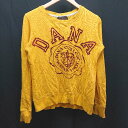 ◇ AUTHENTIC CUBE SUGAR フロントバック刺繍 丸首 長袖 Tシャツ トレーナー サイズM マスタード レディース メンズ E 【中古】