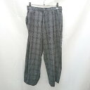 ◇ W CLOSET チェック フロントボタン チャック ウエストゴム パンツ サイズF グレー メンズ レディース E 【中古】