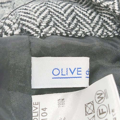 ◇ OLIVE des OLIVE ウエストゴム　裏地　ヘリンボーン　シンプル ひざ丈 タイト スカート サイズF グレー系 レディース E 【中古】