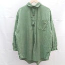 ◇ Heather ヘザー フロントボタン ポケット 無地 ポリエステル 長袖 Tシャツ サイズF グリーン メンズ レディース E 【中古】