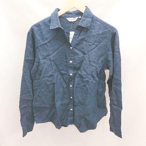 ◇ 新品 BRICK HOUSE by TOKYO SHIRT Vネック　シンプル　無地　ボタン 長袖 シャツ サイズLL ネイビー系 メンズ E 【中古】