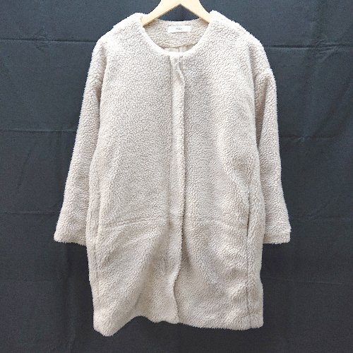 ◇ HOLIDAY ホリデイ ボア ジップアップ 裏地 クルーネック 長袖 コート サイズF ブラウン系 レディース E 【中古】