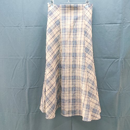 ◇ ROPE PICNIC チェック柄 サイドジップ 裏地 ウエストゴム ひざ丈 フレア スカート サイズ38 ブラウン系 レディース E 【中古】