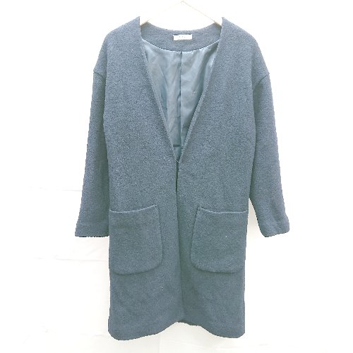 ■ FREAK'S STORE フリークスストア 綺麗め フック閉め 大人 長袖 コート サイズ表記なし ネイビー レディース E 【中古】 ■ FREAK'S STORE フリークスストア 綺麗め フック閉め 大人 長袖 コート サイズ表記なし ネイビー レディース E 【中古】
