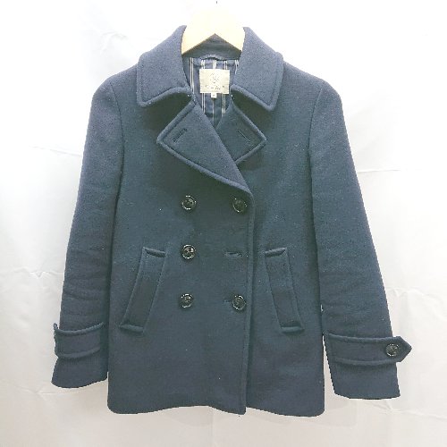 ◇ BEAUTY ＆ YOUTH ウール シンプル Wボタン 無地 長袖 コート ジャケット Sサイズ ネイビー レディース E 【中古】(4)