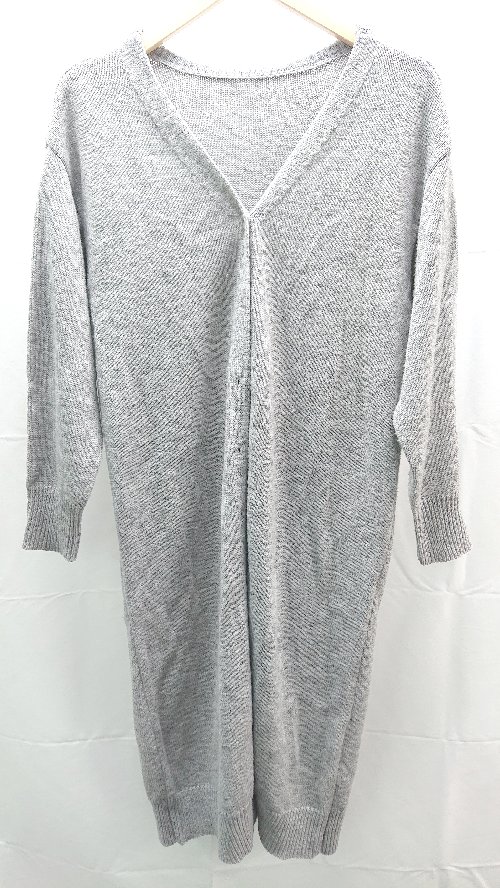 ◇ LHELBIE ニット カジュアル シンプル Vネック ロング丈 長袖 カーディガン サイズF グレー レディース E 【中古】