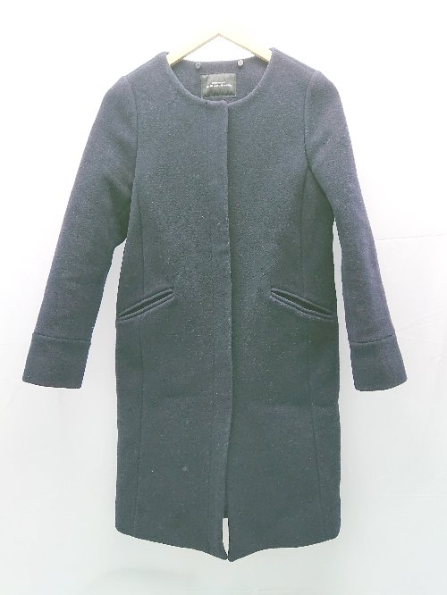 ◇ UNITED ARROWS green label relaxing ノーカラー カジュアル シンプル 長袖 コート サイズ38 ネイビー レディース E 【中古】