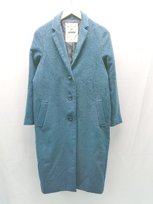 ◇ INSTRUCTION LABEL シンプル 綺麗め ロング丈 長袖 コート サイズ36 ネイビー レディース E 【中古】