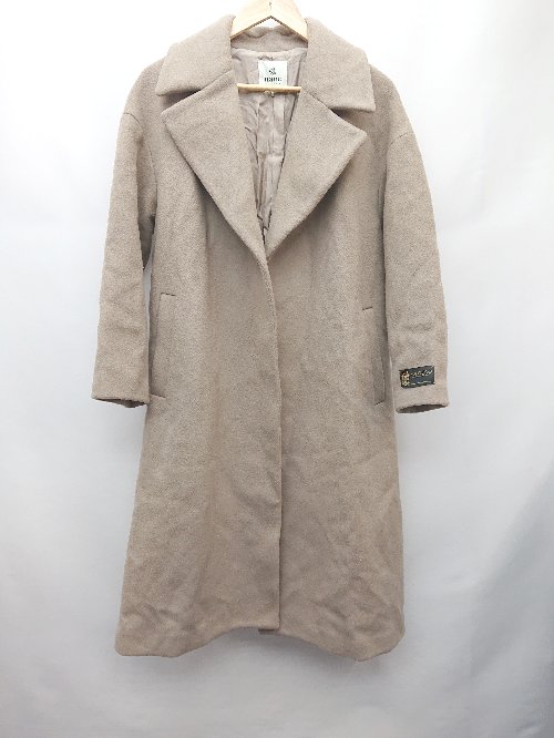 ◇ ◎ nano universe ナノ ユニバース ウール混 シンプル ラップ巻き 長袖 ガウンコート サイズ 36 ブラウン レディース P 【中古】