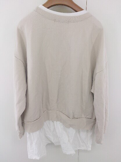 ◇ w closet ダブルクローゼット レイヤード チュニック 長袖 トレーナー サイズF ベージュ ホワイト系 レディース E 【中古】