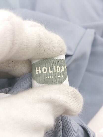 ◇ HOLIDAY ホリデイ バックゴム タック スラックス パンツ サイズL サックスブルー系 レディース E 【中古】
