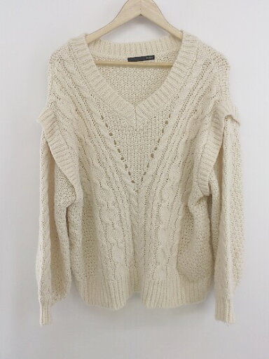 ◇ Heather ヘザー 透かし編み Vネック 長袖 ニット セーター サイズF アイボリー レディース E 【中古】 ◇ Heather ヘザー 透かし編み Vネック 長袖 ニット セーター サイズF アイボリー レディース E 【中古】