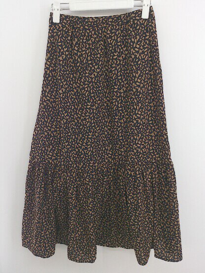 ◇ Techichi テチチ ロング ティアード スカート サイズF ブラック ブラウン系 レディース E 【中古】