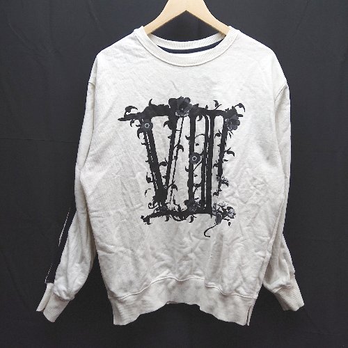 ◇ ORDINARYPEOPLE クルーネック プリント 肩ライン 長袖 スウェット トレーナー Sサイズ ホワイト レディース E 【中古】