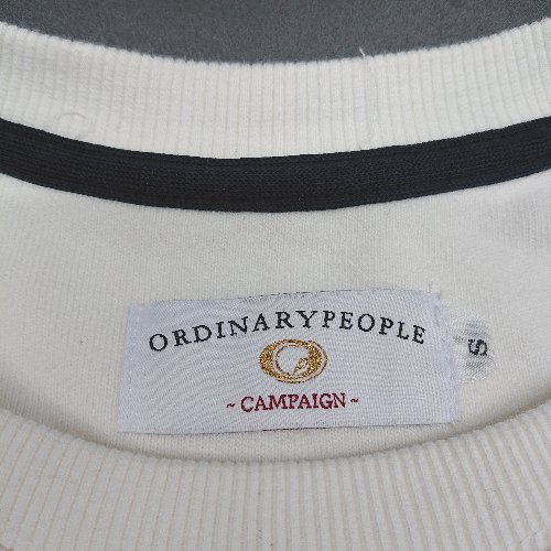 ◇ ORDINARYPEOPLE クルーネック プリント 肩ライン 長袖 スウェット トレーナー Sサイズ ホワイト レディース E 【中古】