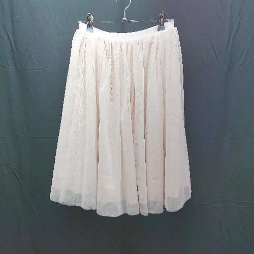 ◇ RUIRUE BOUTIQUE チュール ウエストゴム 無地 ポリエステル ひざ丈 フレア スカート サイズS アイボリー レディース E 【中古】(4)