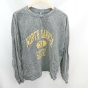 ◇ ノーブランド フロントデザイン コットン シンプル 長袖 トレーナー Tシャツ サイズM グレー メンズ レディース E 【中古】