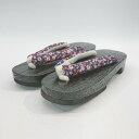 ◇ ノーブランド 木目調 花柄 シンプル サマー 軽量 下駄 サイズ24.0 ブラック系 レディース E 【中古】