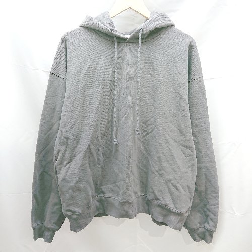 ◇ WYM LIDNM ウィム バイ リドム フード 無地 コットン 長袖 パーカー サイズL グレー レディース メンズ E 【中古】