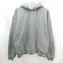 ◇ WYM LIDNM ウィム バイ リドム フード 無地 コットン 長袖 パーカー サイズL グレー レディース メンズ E 【中古】