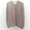 ◇ BARK MANHATTAN 無地 丸首 レーヨン混 シンプル 長袖 ニットセーター サイズL ブラウン レディース メンズ E 【中古】