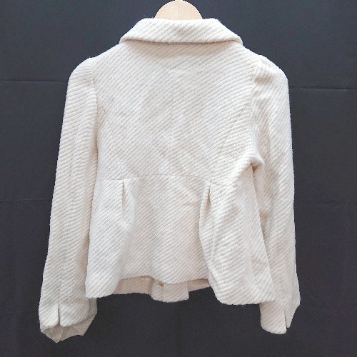 ◇ WILLSELECTION アンゴラ混 無地 フロントボタン 丸襟 長袖 ジャケット サイズ1 アイボリー レディース E 【中古】