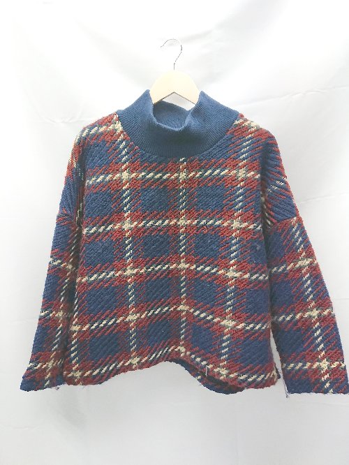 ◇ ZHIJIAN ハイネック スリット 中国ブランド マルチ柄 長袖 ニット セーター サイズ表記なし マルチ ..