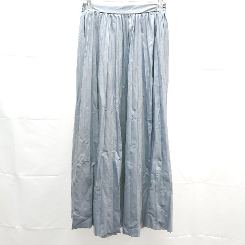 ◇ CLASSICAL ELF ナイロン風生地 光沢 薄手 裏地無し ロング ギャザー スカート サイズM-L ブルーグレー レディース E 【中古】