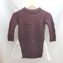 ◇ B:MING by BEAMS ビーミングバイビームス キッズ用 クルーネック 長袖 ニット サイズ110 パープル レディース E 【中古】
