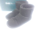 ◇ ◎ EMU Australia Wallaby Mini Teens キッズ 子供靴 ショート ムートン ブーツ サイズJAPAN23 ブラック レディース...