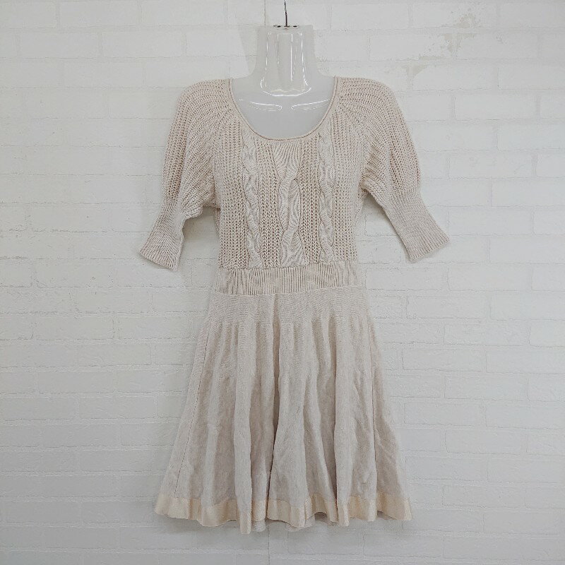 ◇ MISCH MASCH ミッシュマッシュ ニット 切替 七分袖 ミニ チュニック ワンピース サイズ38 ライトベージュ レディース E 【中古】