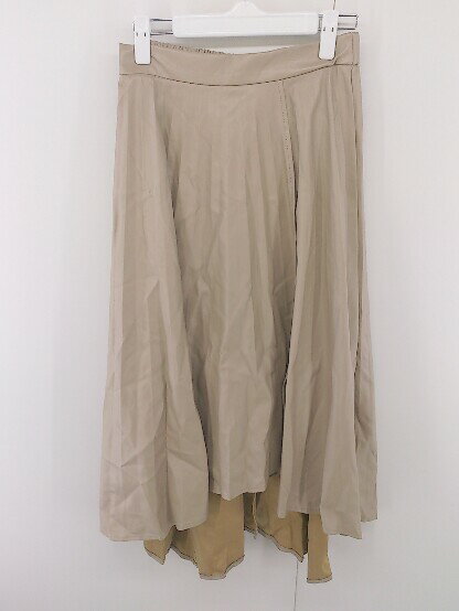 ◇ who's who Chico フーズフーチコ フェイクレザー ロング プリーツ スカート サイズF ベージュ レディース E 【中古】