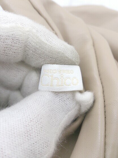 フクワウチの◇ who's who Chico フーズフーチコ フェイクレザー ロング プリーツ スカート サイズF ベージュ レディース E 【中古】｜アングル3