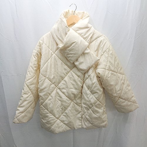 ◇ ap retro　アプレトロ 中綿　ボタン　裏地　シンプル 長袖 ジャケット サイズF クリーム系 レディース E 【中古】