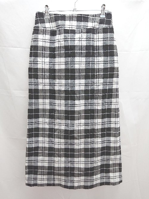 ◇ SUNFLOWER EIGHT ウエストゴム　サイドジップ　チェック柄 ひざ丈 タイト スカート サイズLL ブラック系 レディース E 【中古】