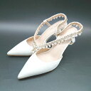 ◇ Charm Foot チャームフット ポインテッドトゥ パール金属 ハイヒール パンプス サイズ37 ホワイト系 レディース E 【中古】
