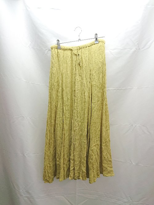 ◇ Sonny Label ウエストゴム　裏地　腰ひも調節　シンプル ひざ丈 フレア スカート サイズF イエロー系..
