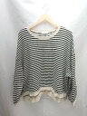 ◇ selectMOCA セレクトモカ クルーネック 起毛 ボーダー柄 長袖 ロングTシャツ サイズF ベージュ系 レディース E 【中古】