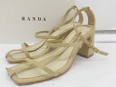 ◇ ◎ RANDA ランダ スクエアトゥ ヒール バックストラップ ヒール サンダル シューズ サイズS ベージュ系 レディース E 【中古】