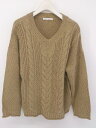 ◇ E hyphen world gallery PEACE Vネック ケーブル 長袖 ニット セーター サイズF ベージュ レディース E 【中古】