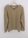 ◇ E hyphen world gallery PEACE Vネック 長袖 ニット セーター サイズF ベージュ レディース E 【中古】