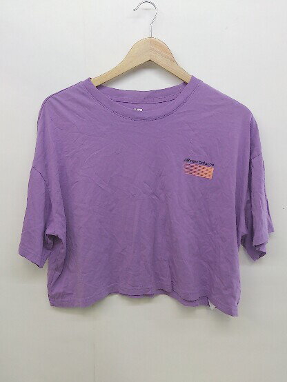 ◇ NEW BALANCE プリント 五分袖 Tシャツ カットソー サイズS パープル系 ブラック オレンジ系 レディース メンズ P 【中古】