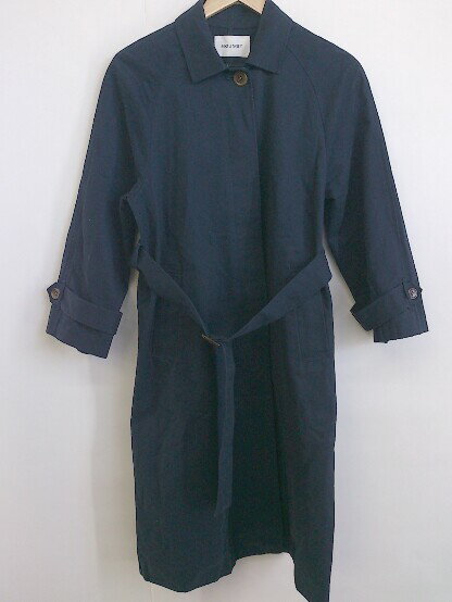 ◇ ◎ MOUSSY マウジー ベルト付 長袖 ステンカラー コート サイズ1 ネイビー レディース P 【中古】