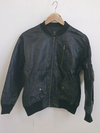 ◇ w closet ダブルクローゼット フェイクレザー 長袖 ジップアップ ジャケット サイズF ブラック レディース P 【中古】