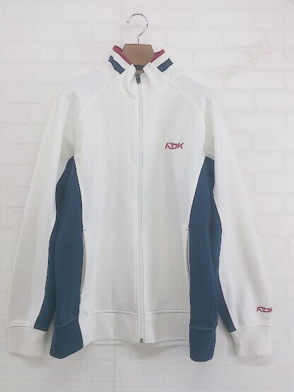 ◇ Reebok リーボック 配色 プリント ジップアップ 長袖 ジャケット サイズM オフホワイト ネイビー レッド メンズ P 【中古】