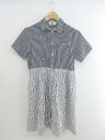 ◇ allolun. オールオルン 切替 キッズ 子供服 半袖 膝下丈 ワンピース サイズ150 ブラック ホワイト グレー レディース P 【中古】