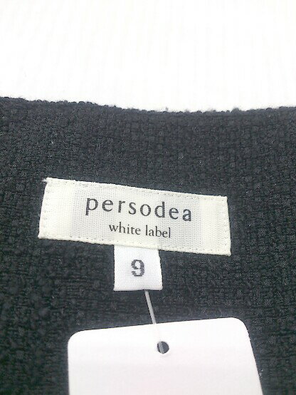◇ persodea ペルソデア ノーカラー フロントホック 長袖 ジャケット サイズ9AR ブラック レディース P 【中古】