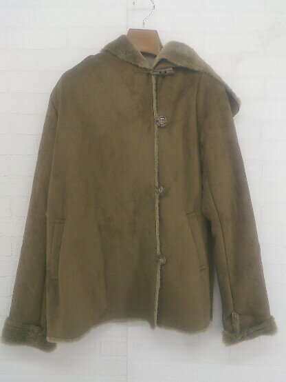 ◇ URBAN RESEARCH ROSSO スウェード風 ボア フーディー 長袖 コート サイズF ダークブラウン レディース P 【中古】