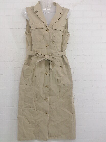 ◇ ◎ MOUSSY マウジー コットン100% ノーカラー コート サイズF ベージュ レディース P 【中古】